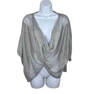 Blue Saks Fifth Avenue Drape Front Sheer Shawl Sweater Small